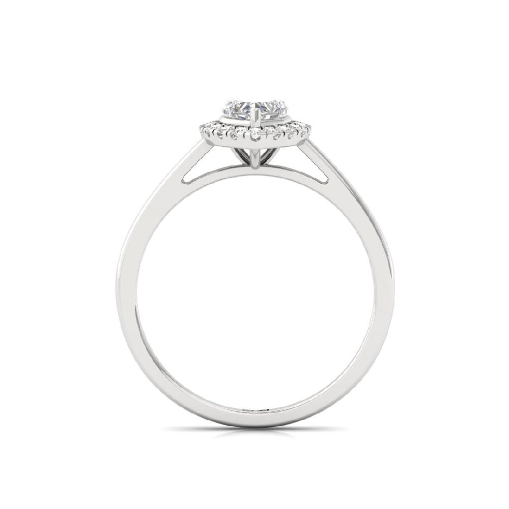 Heart-Cut & Round Halo Solitaire CVD-Lab Grown Diamond Ring