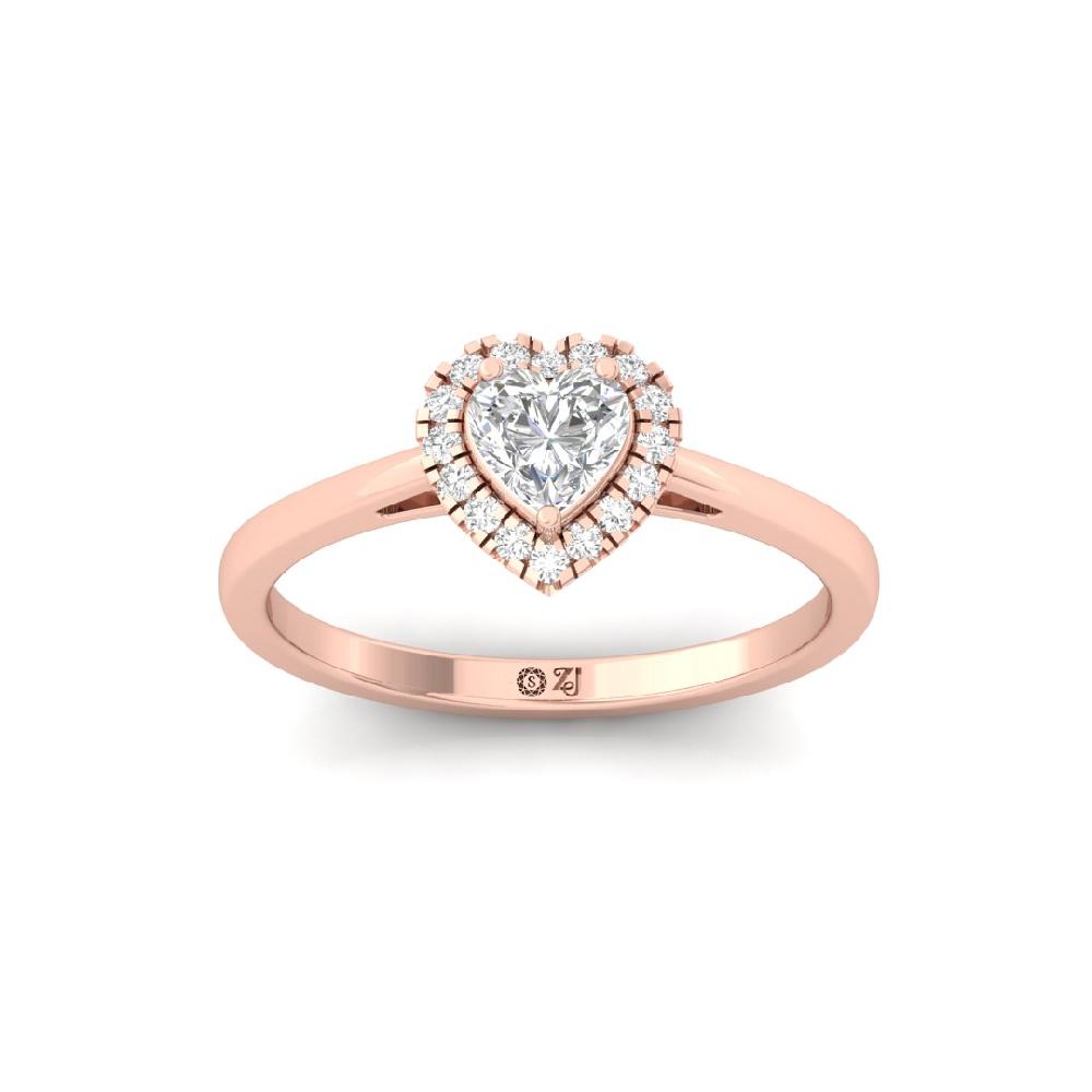 Heart-Cut & Round Halo Solitaire CVD-Lab Grown Diamond Ring