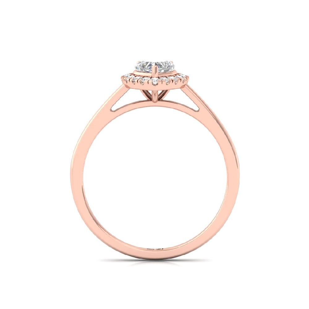 Heart-Cut & Round Halo Solitaire CVD-Lab Grown Diamond Ring