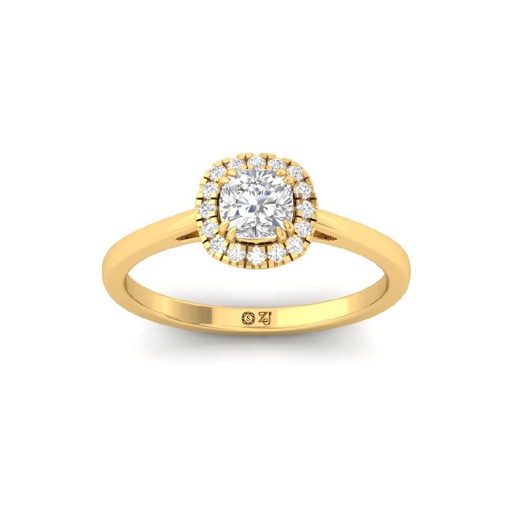 Cushion Halo Solitaire CVD-Lab grown Diamond sliver Ring