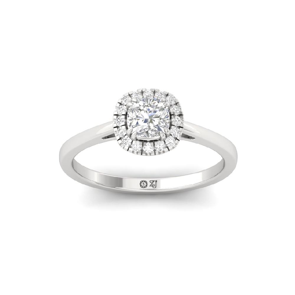 Cushion Halo Solitaire CVD-Lab grown Diamond sliver Ring