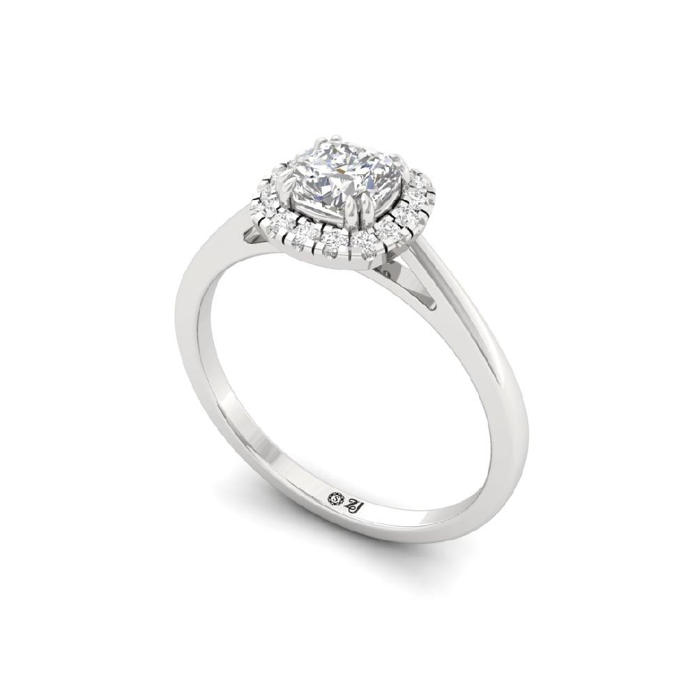 Cushion Halo Solitaire CVD-Lab grown Diamond sliver Ring