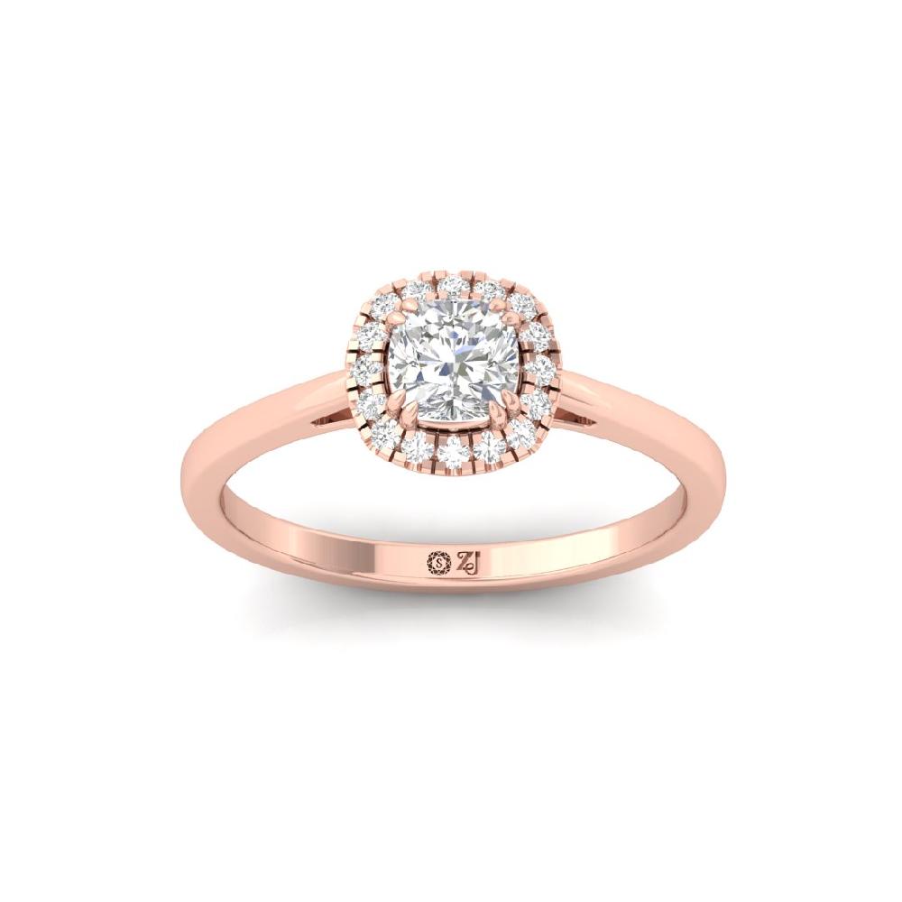 Cushion Halo Solitaire CVD-Lab grown Diamond sliver Ring