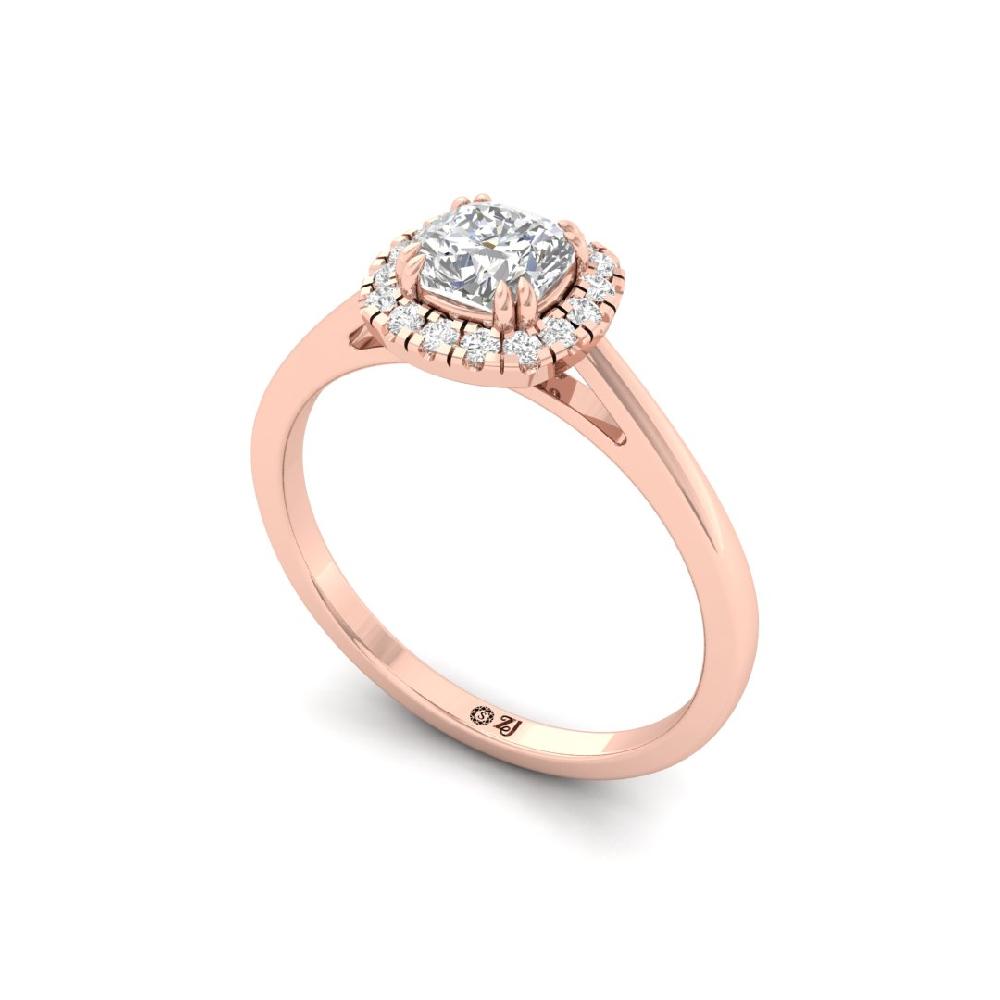 Cushion Halo Solitaire CVD-Lab grown Diamond sliver Ring