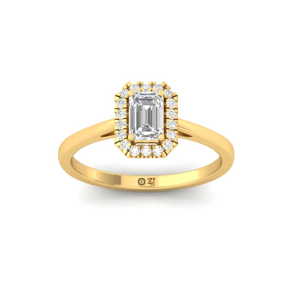 Emerald Halo Solitaire Diamond Ring