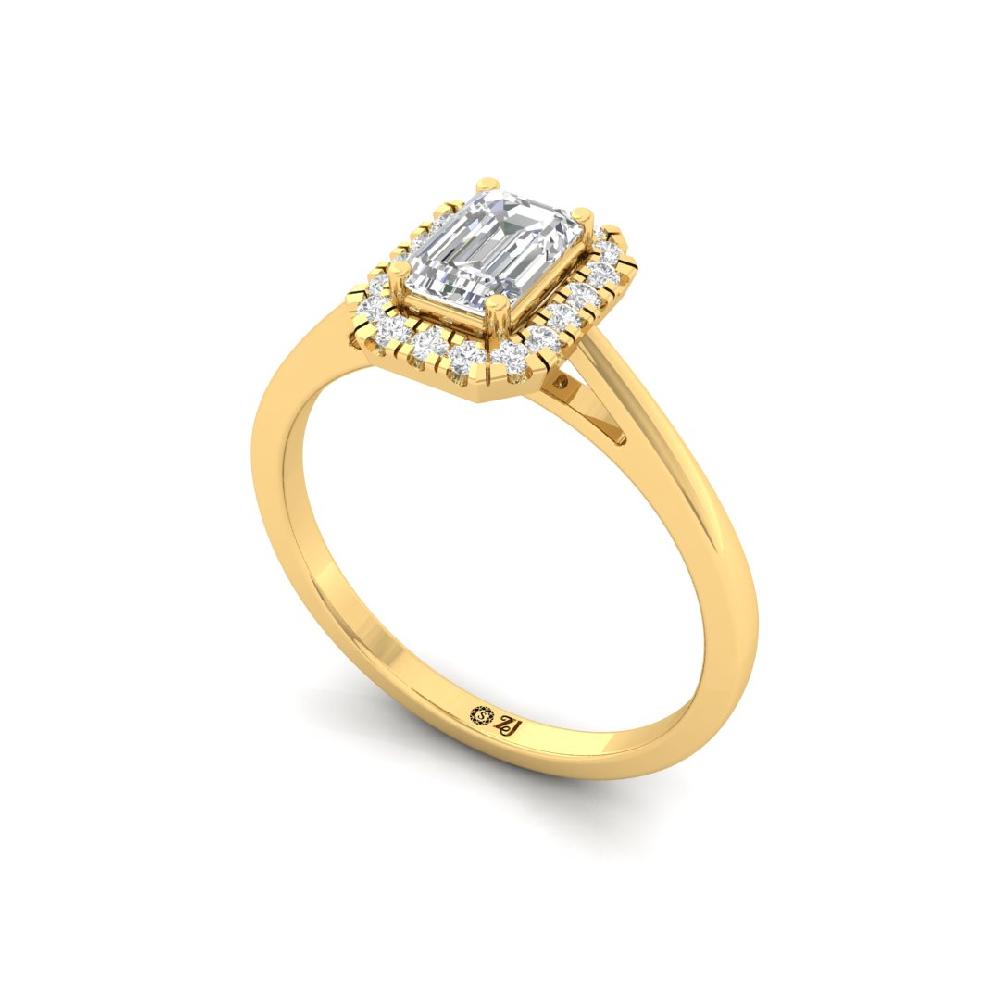 Emerald Halo Solitaire Diamond Ring