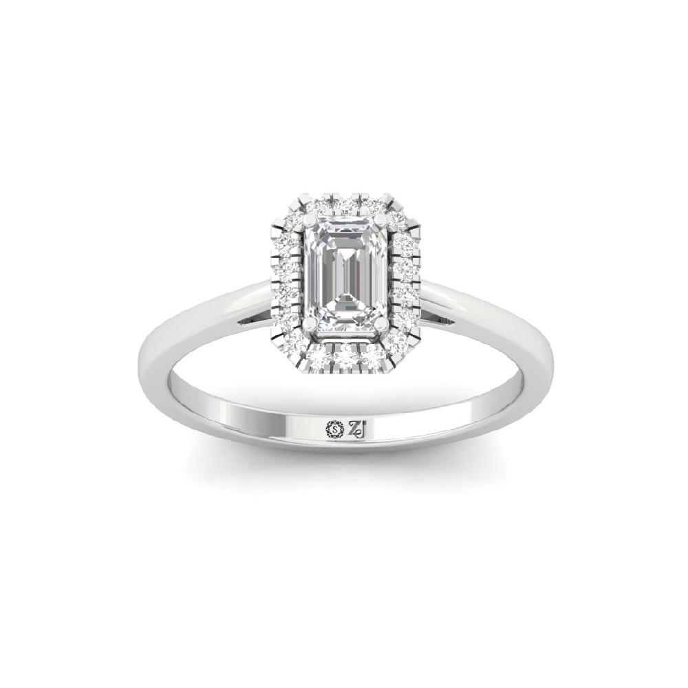 Emerald Halo Solitaire Diamond Ring