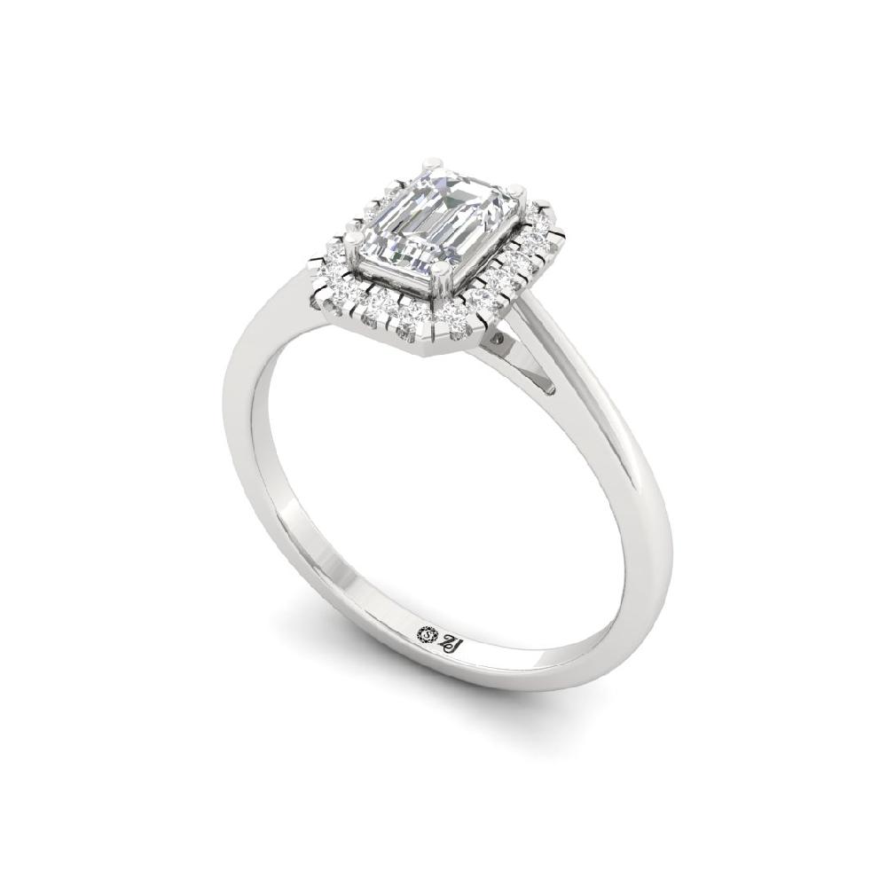 Emerald Halo Solitaire Diamond Ring