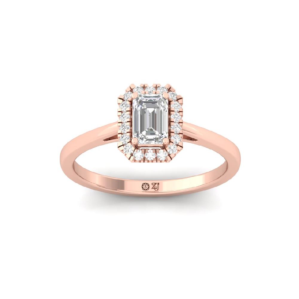 Emerald Halo Solitaire Diamond Ring