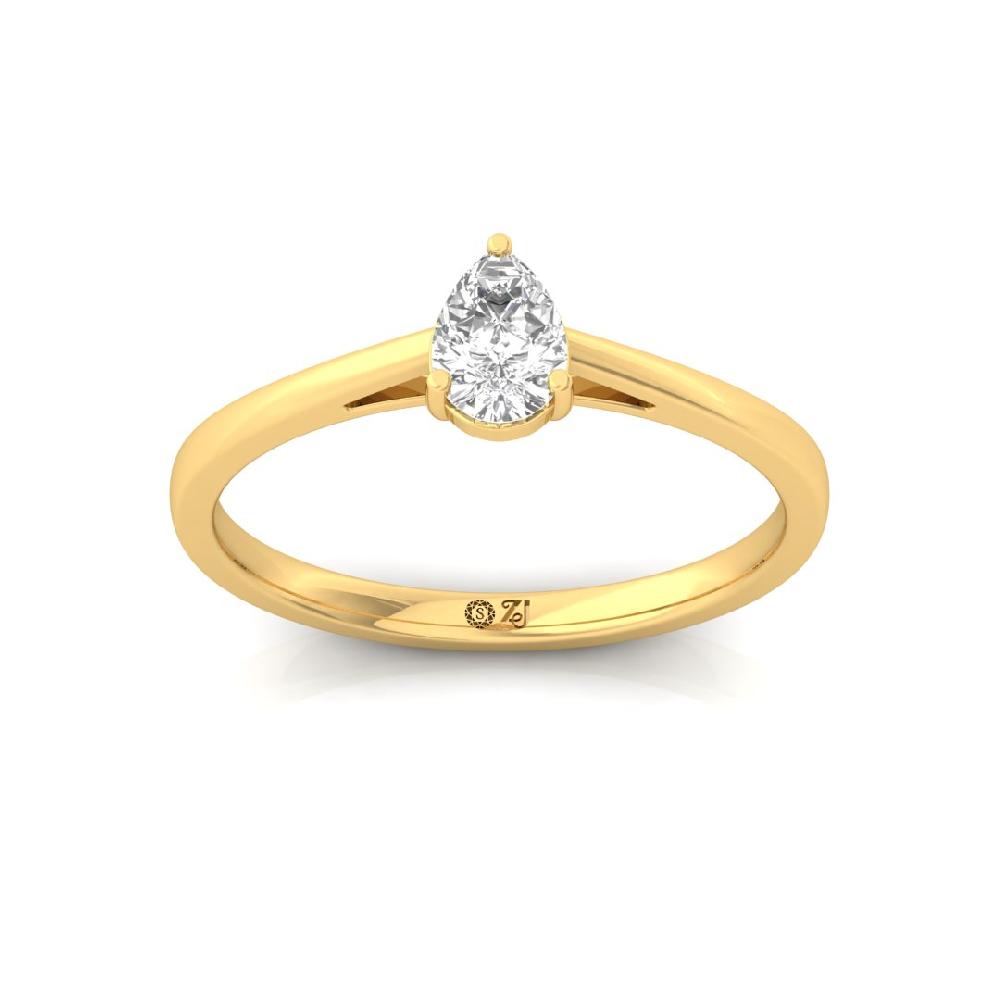 Elegant Pear-Cut Lab grown Diamond Solitaire Ring