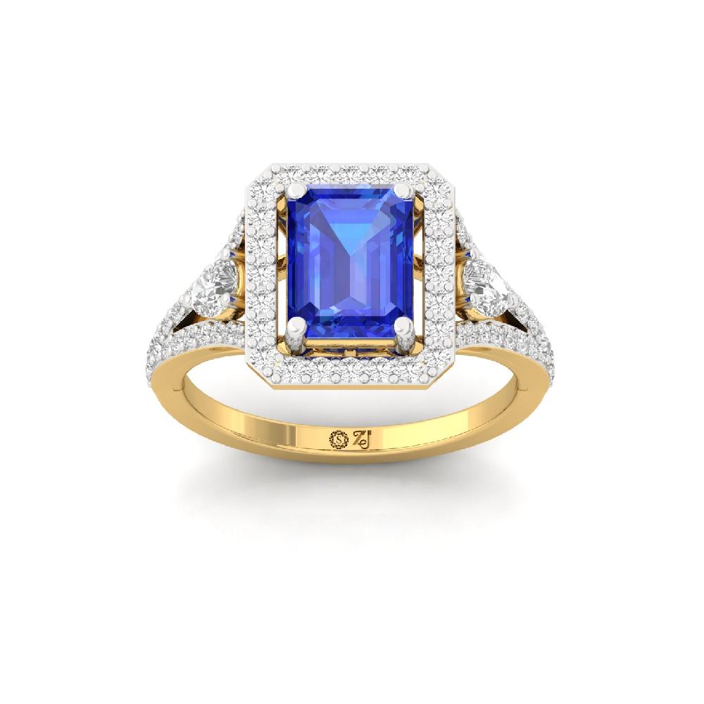 Grace Round Cut, Pear Cut & Emerald Cut CVD Diamond halo Solitaire Ring