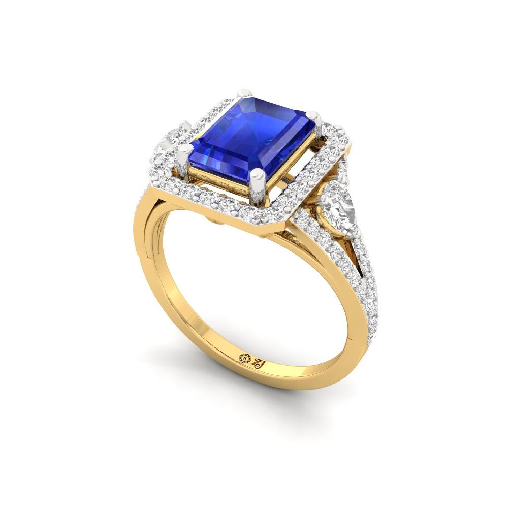 Grace Round Cut, Pear Cut & Emerald Cut CVD Diamond halo Solitaire Ring