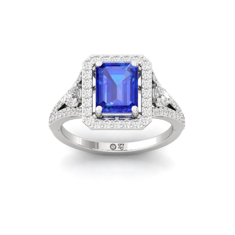 Grace Round Cut, Pear Cut & Emerald Cut CVD Diamond halo Solitaire Ring