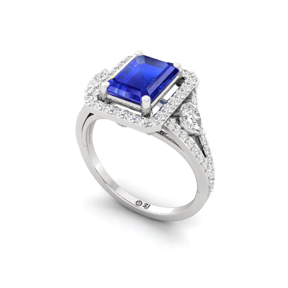 Grace Round Cut, Pear Cut & Emerald Cut CVD Diamond halo Solitaire Ring