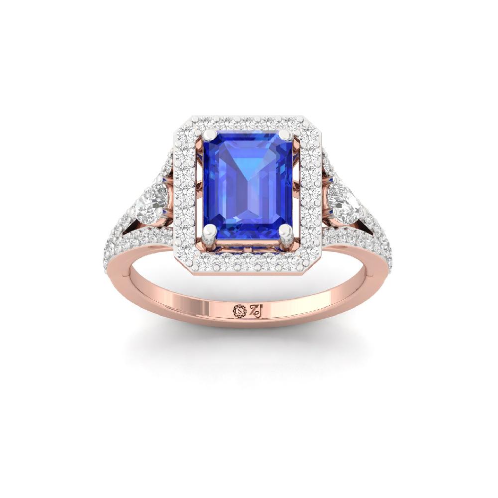 Grace Round Cut, Pear Cut & Emerald Cut CVD Diamond halo Solitaire Ring
