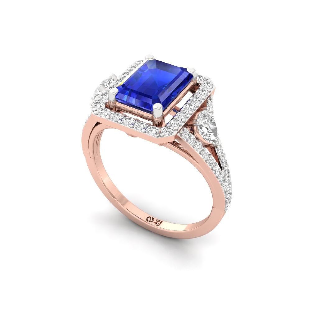 Grace Round Cut, Pear Cut & Emerald Cut CVD Diamond halo Solitaire Ring