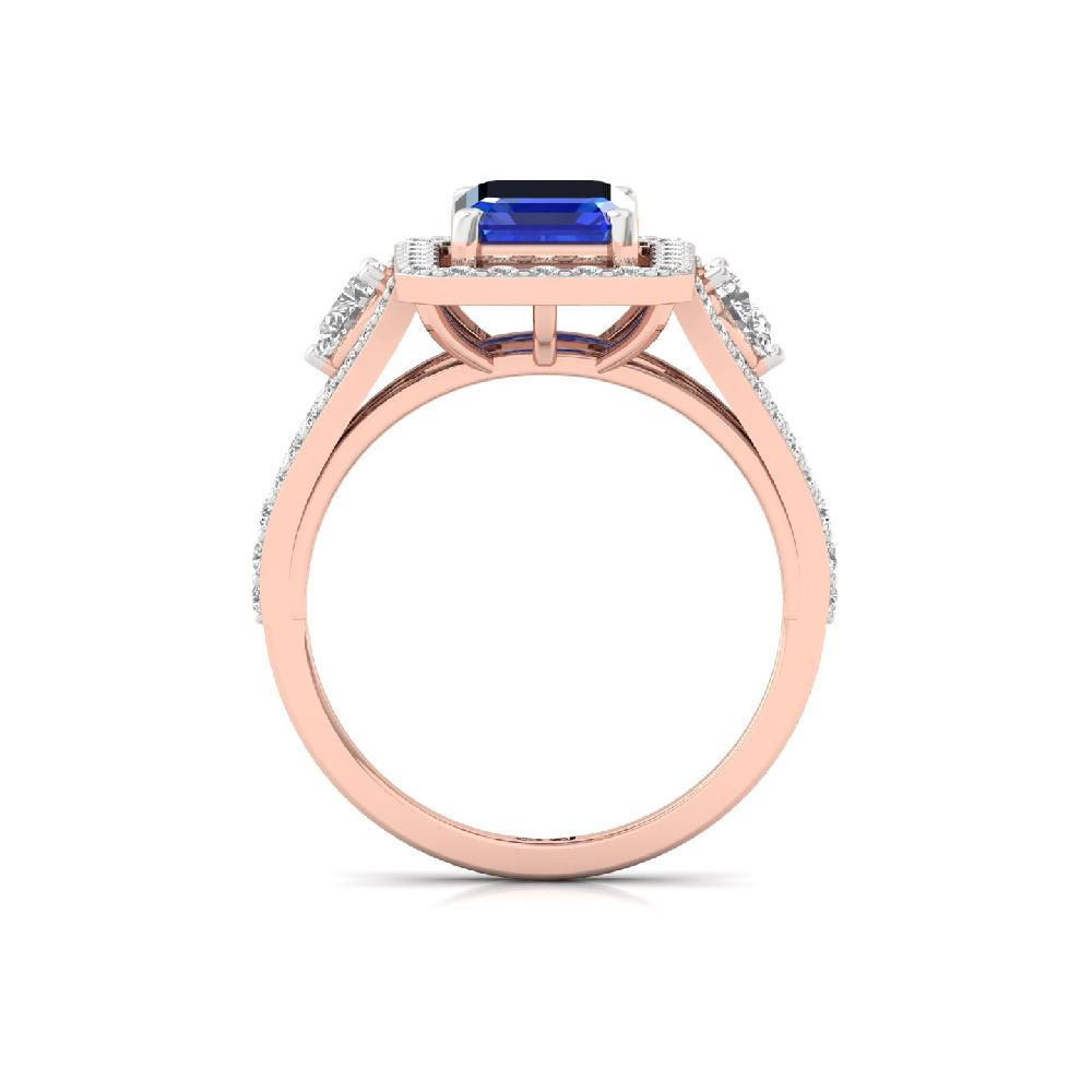 Grace Round Cut, Pear Cut & Emerald Cut CVD Diamond halo Solitaire Ring