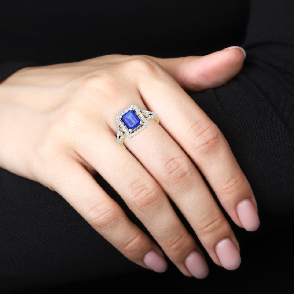Grace Round Cut, Pear Cut & Emerald Cut CVD Diamond halo Solitaire Ring