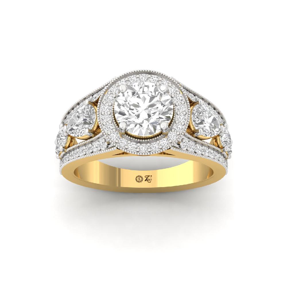 Enchanted Elegance CVD Diamond halo Solitaire Ring