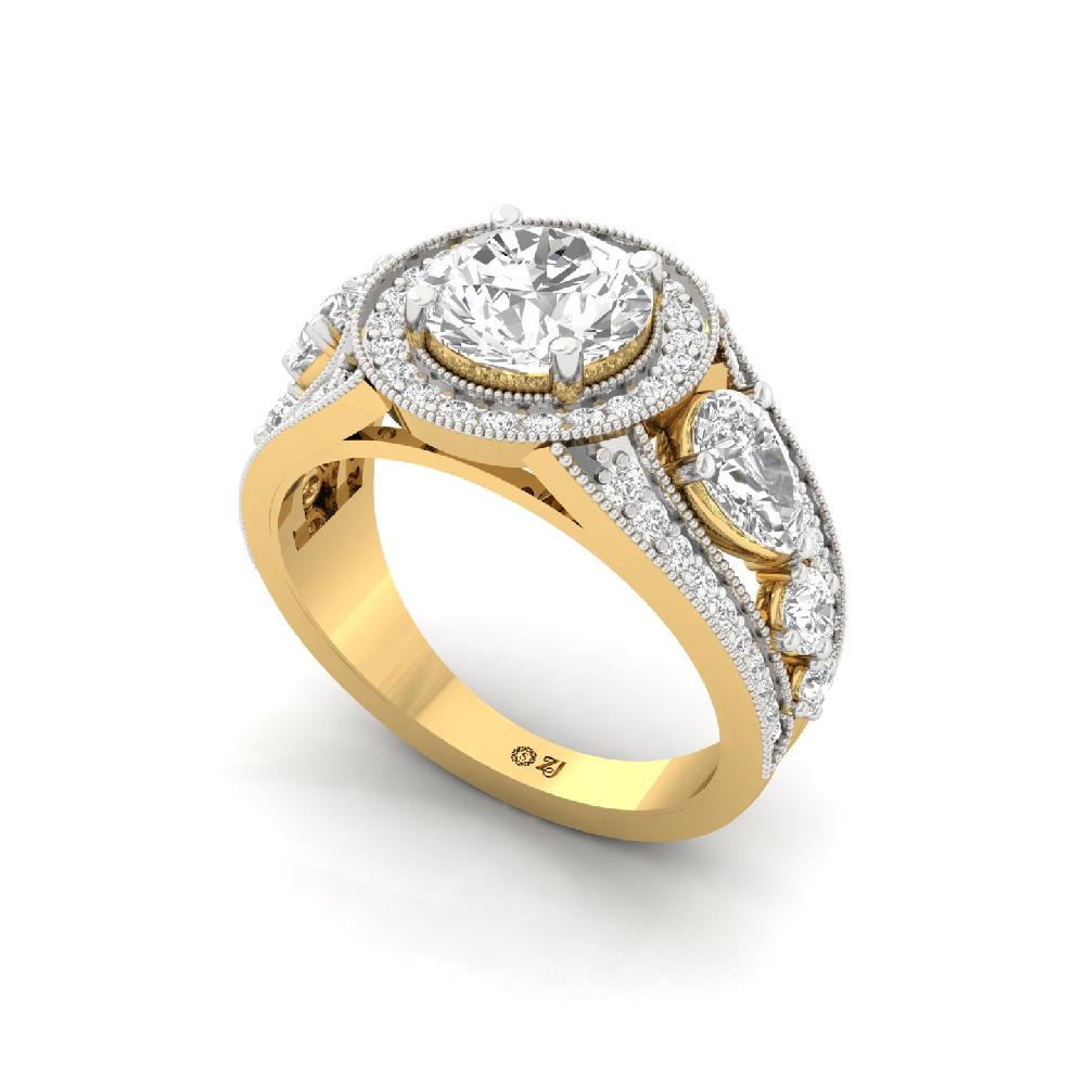 Enchanted Elegance CVD Diamond halo Solitaire Ring