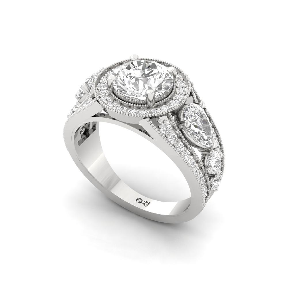 Enchanted Elegance CVD Diamond halo Solitaire Ring