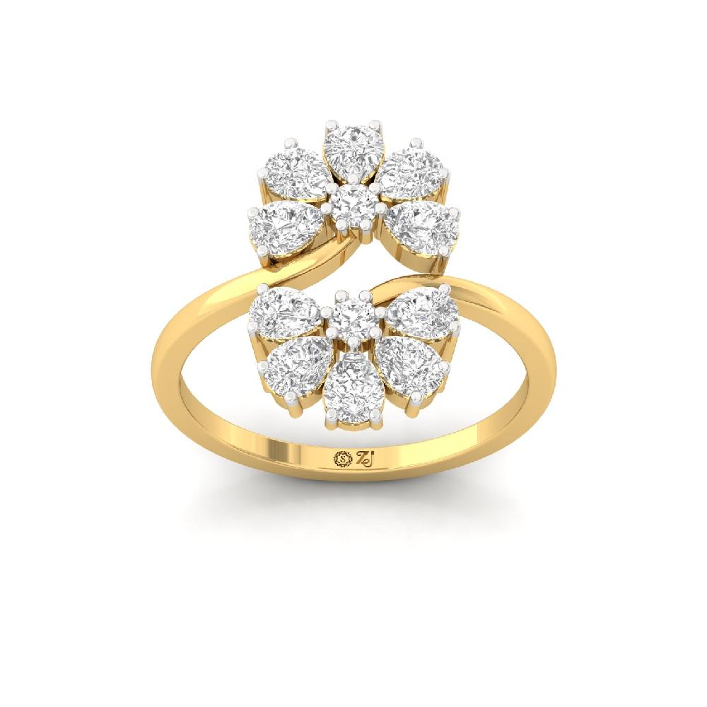 Pure Essence Jewelry Round Cut, Pear Cut CVD Diamond Ring