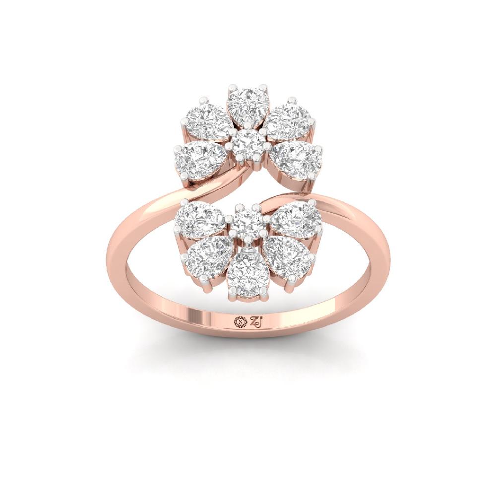 Pure Essence Jewelry Round Cut, Pear Cut CVD Diamond Ring