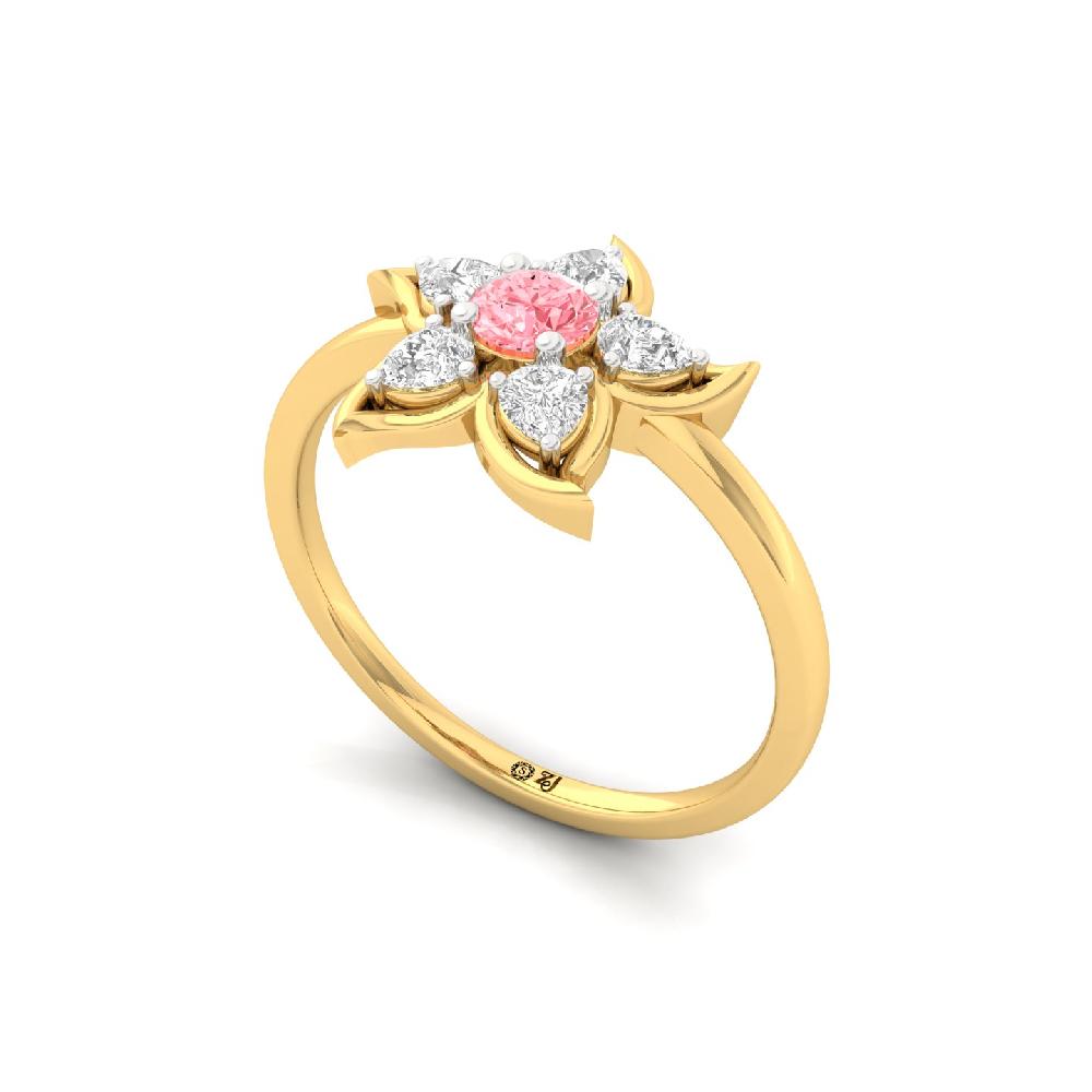 Signature Sparkle Round Cut , Pear Cut CVD Diamond Ring