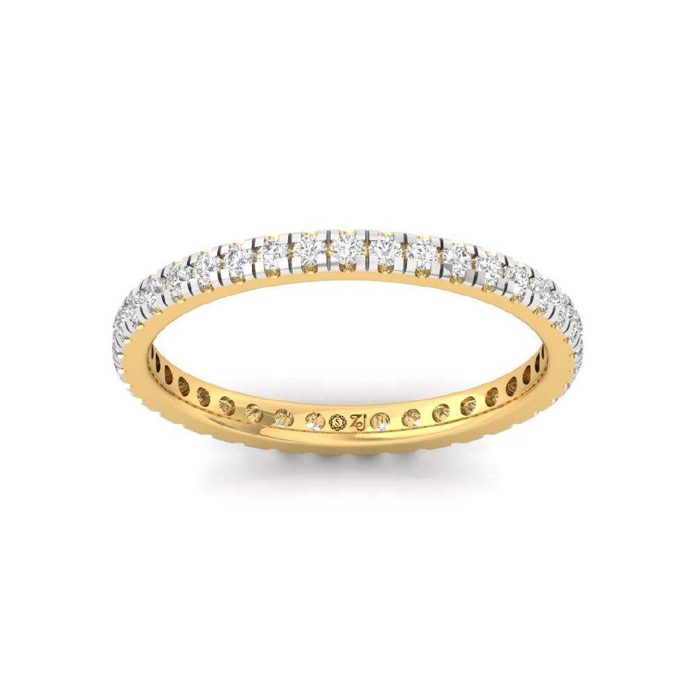 Round cut CVD-Lab grown Diamond Full Eternity Sliver & Gold Ring