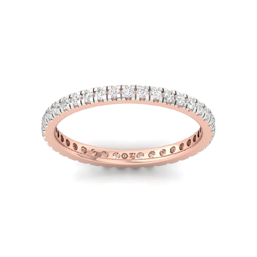 Round cut CVD-Lab grown Diamond Full Eternity Sliver & Gold Ring