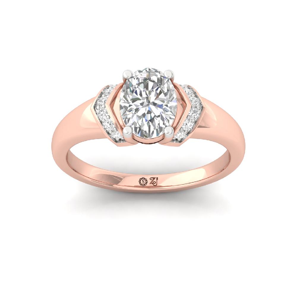 Round Cut & Oval Cut CVD Diamond Solitaire Ring