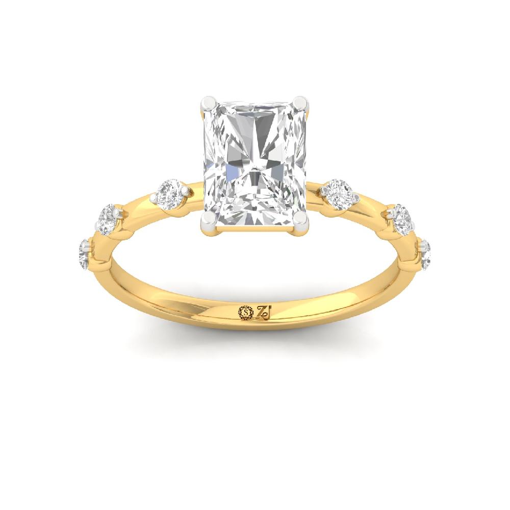 Timeless Sparkle Round Cut & Radiant Cut CVD Diamond Solitaire Ring
