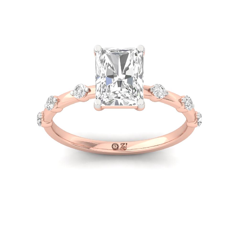 Timeless Sparkle Round Cut & Radiant Cut CVD Diamond Solitaire Ring