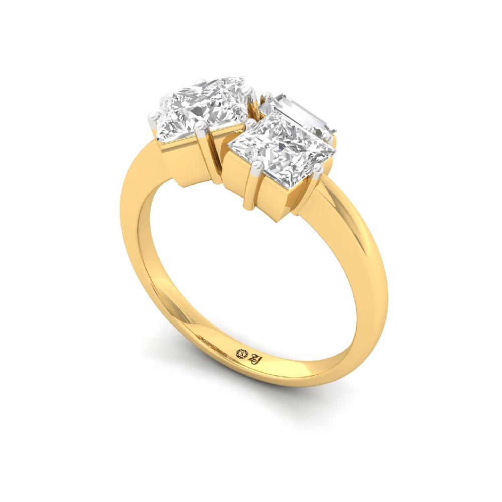 Regal Three Stone Princess Cut & Baguette Cut CVD Diamond Ring
