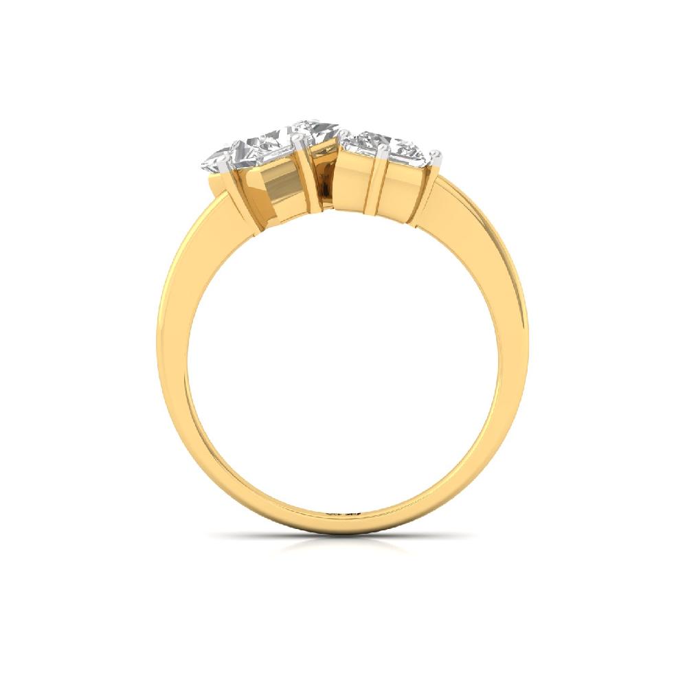 Regal Three Stone Princess Cut & Baguette Cut CVD Diamond Ring
