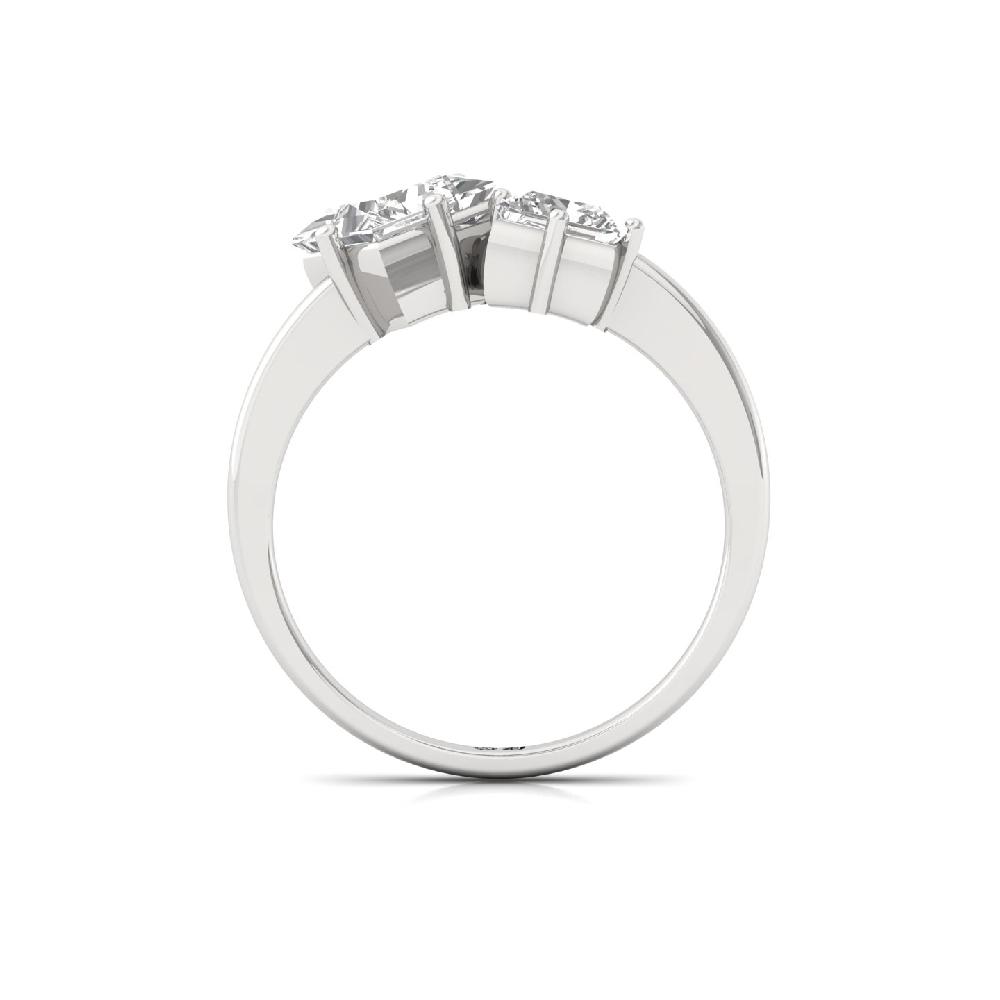 Regal Three Stone Princess Cut & Baguette Cut CVD Diamond Ring