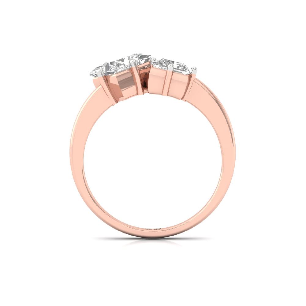 Regal Three Stone Princess Cut & Baguette Cut CVD Diamond Ring