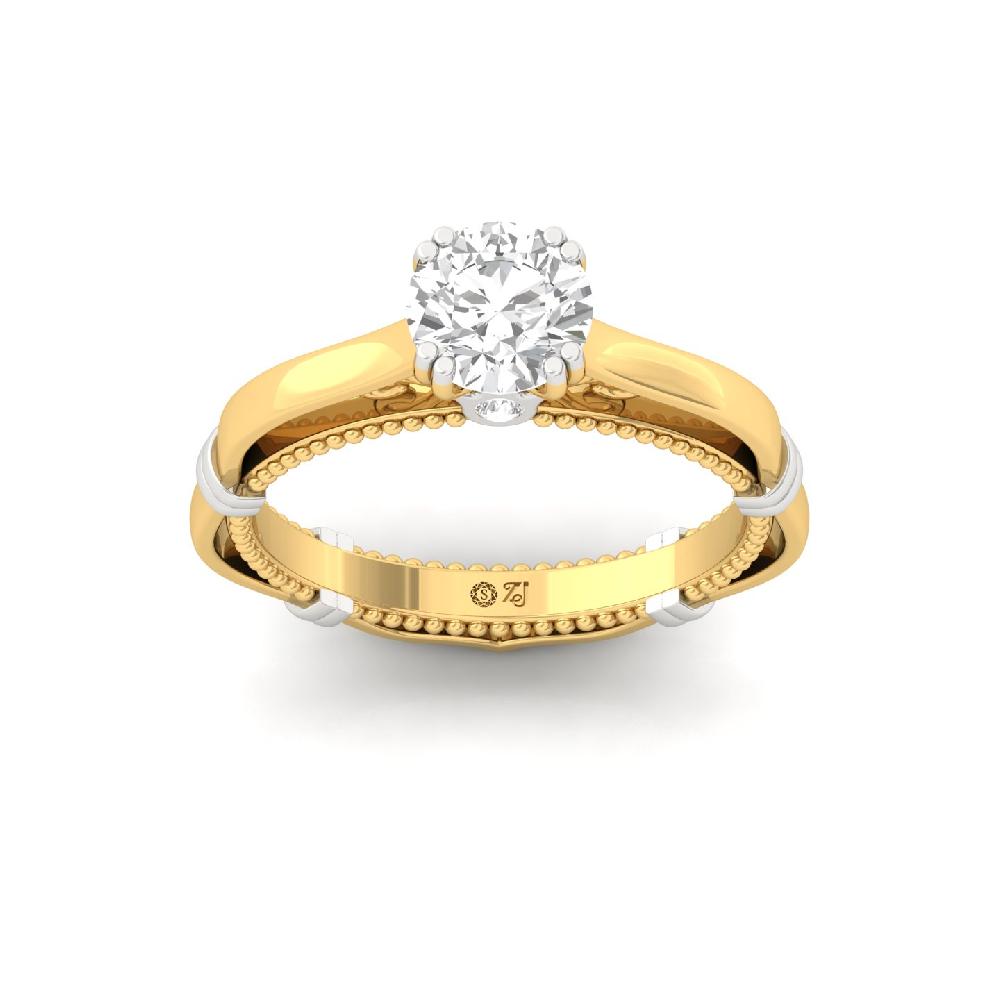 Luxury Round Cut CVD Lab grown Diamond Solitaire 925 Sliver & Gold Ring