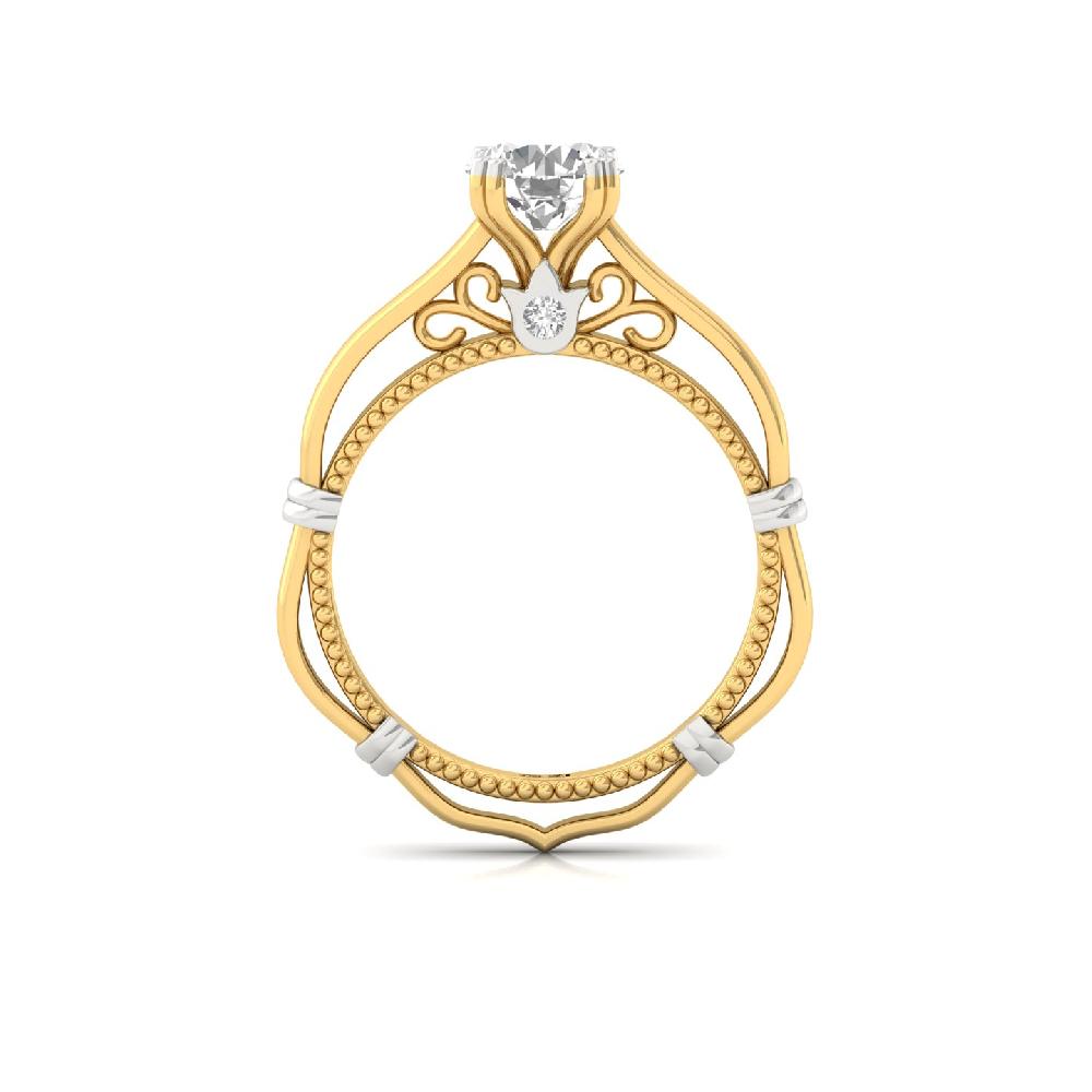 Luxury Round Cut CVD Lab grown Diamond Solitaire 925 Sliver & Gold Ring