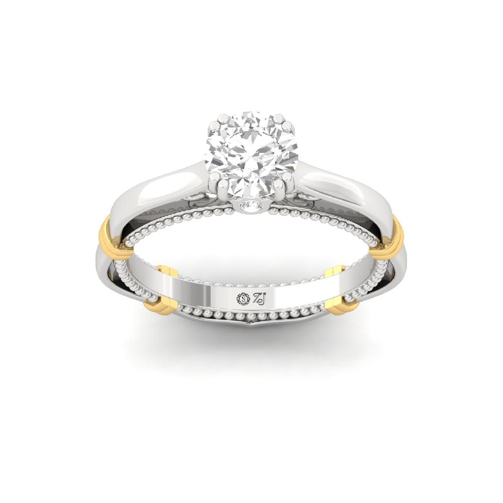 Luxury Round Cut CVD Lab grown Diamond Solitaire 925 Sliver & Gold Ring