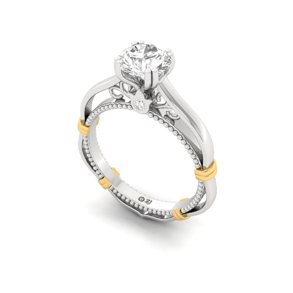 Luxury Round Cut CVD Lab grown Diamond Solitaire 925 Sliver & Gold Ring