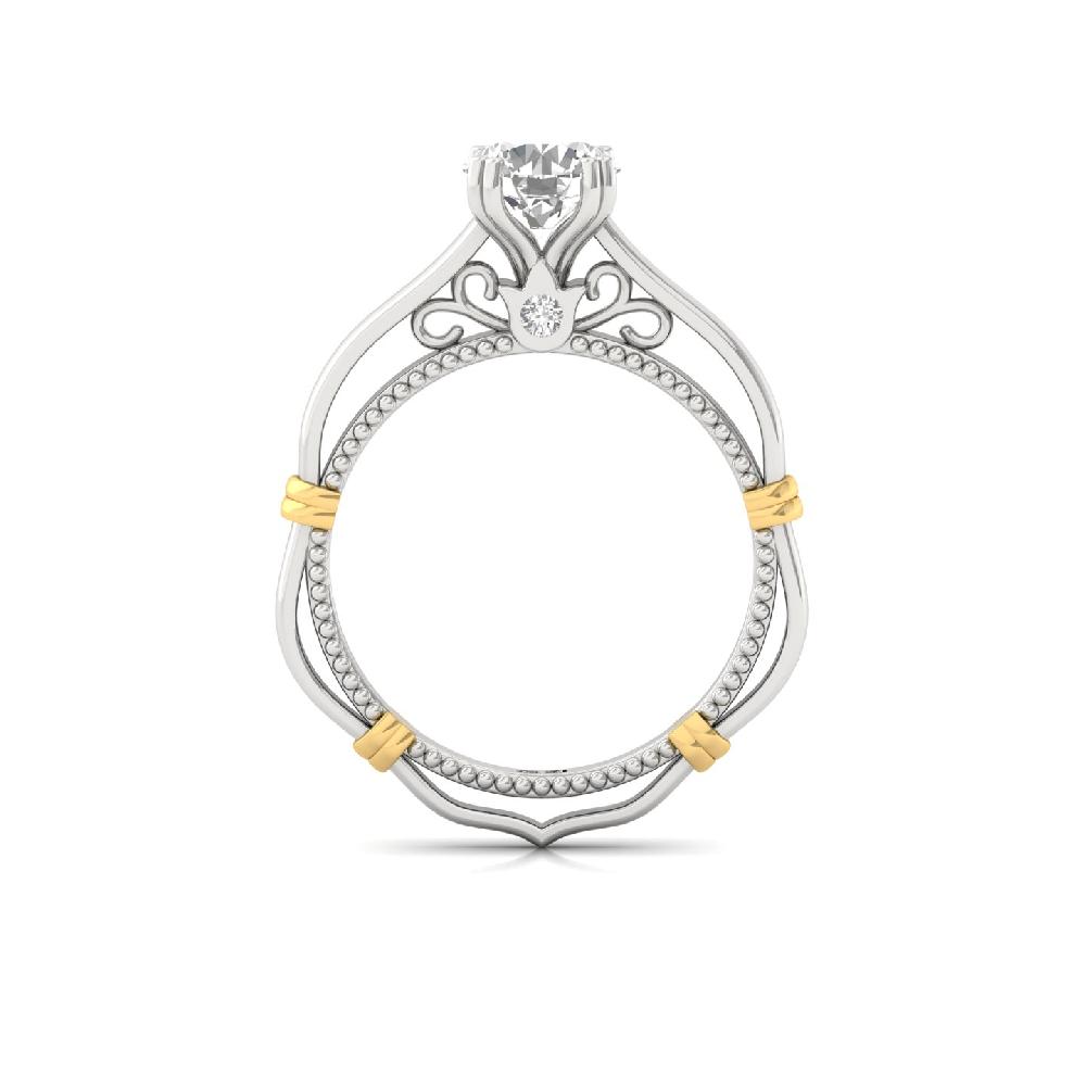 Luxury Round Cut CVD Lab grown Diamond Solitaire 925 Sliver & Gold Ring