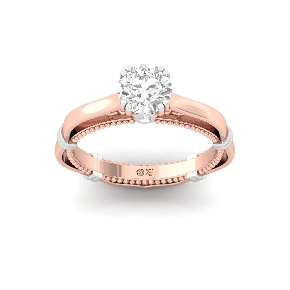 Luxury Round Cut CVD Lab grown Diamond Solitaire 925 Sliver & Gold Ring
