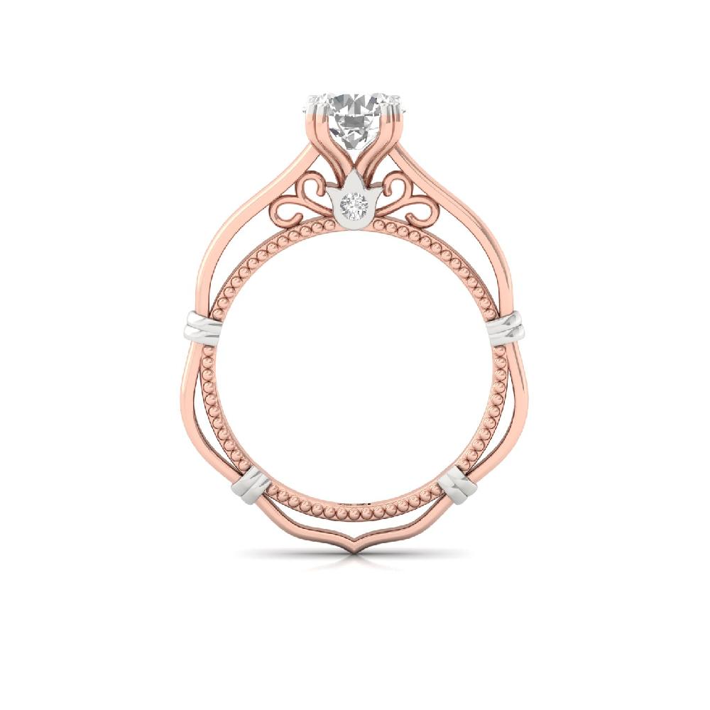 Luxury Round Cut CVD Lab grown Diamond Solitaire 925 Sliver & Gold Ring