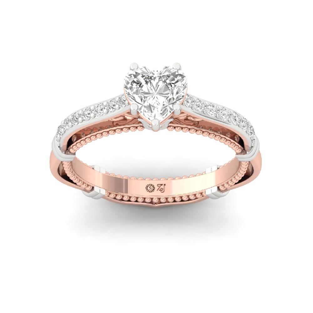 Luxury Round Cut & Heart Cut CVD Lab grown Diamond Solitaire Ring