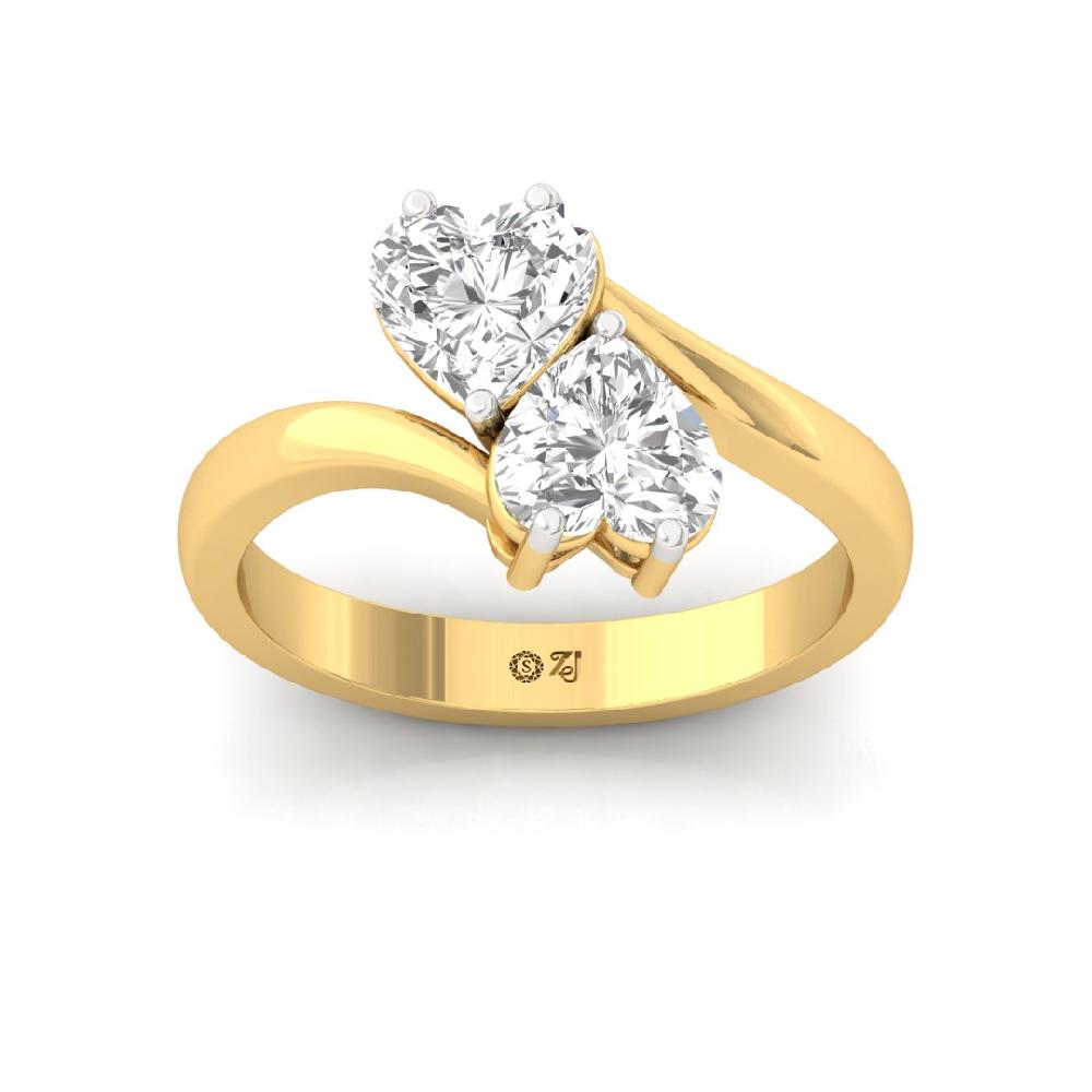 Eternal Heart Cut CVD-Lab grown Diamond 925 Sliver & Gold Ring