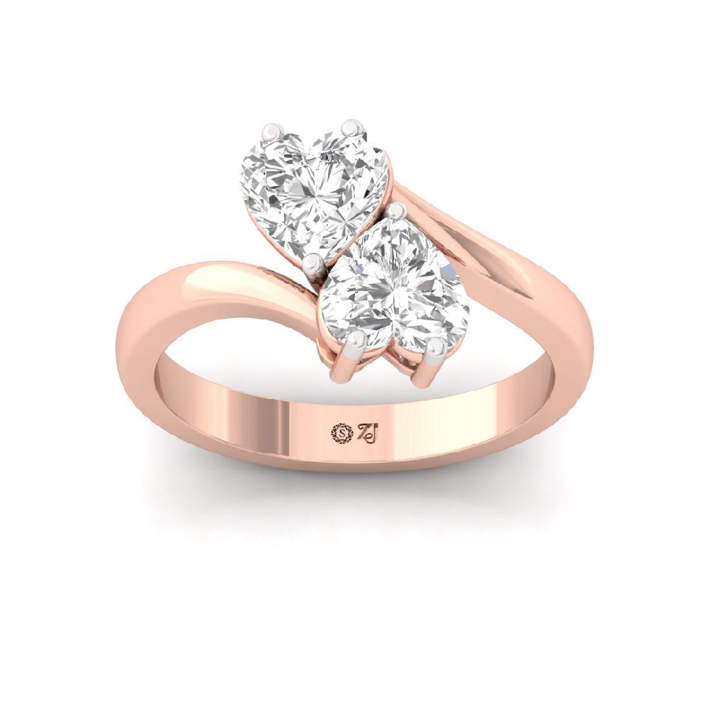 Eternal Heart Cut CVD-Lab grown Diamond 925 Sliver & Gold Ring
