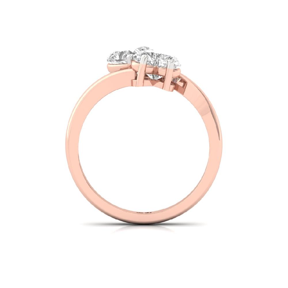 Eternal Heart Cut CVD-Lab grown Diamond 925 Sliver & Gold Ring