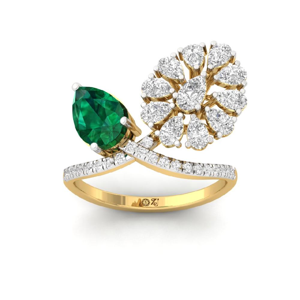 Celestial Splendor Round Cut, Pear Cut CVD-Lab grown Diamond Ring