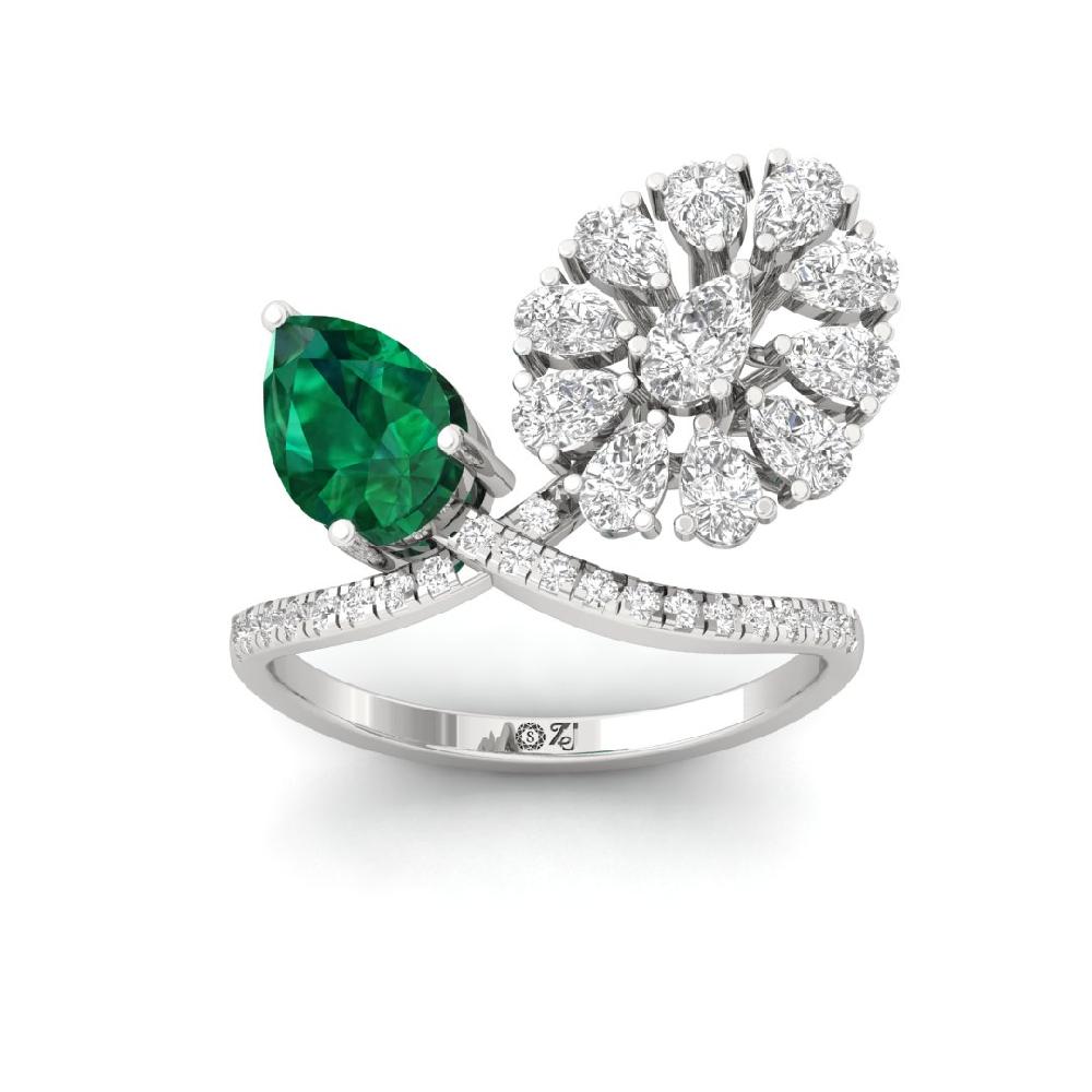 Celestial Splendor Round Cut, Pear Cut CVD-Lab grown Diamond Ring